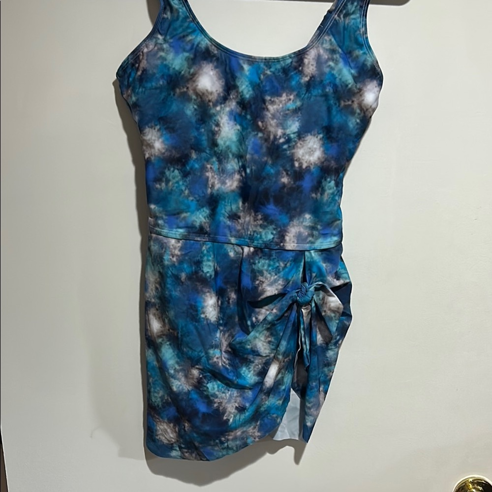 Blue Tie-Dye Women's Swim Dress NWOT